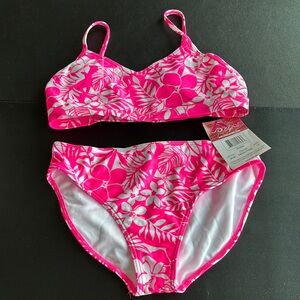 Kanu Surf UPF 50+ Fiona 2 piece adjustable strap,removable pads neon pink floral